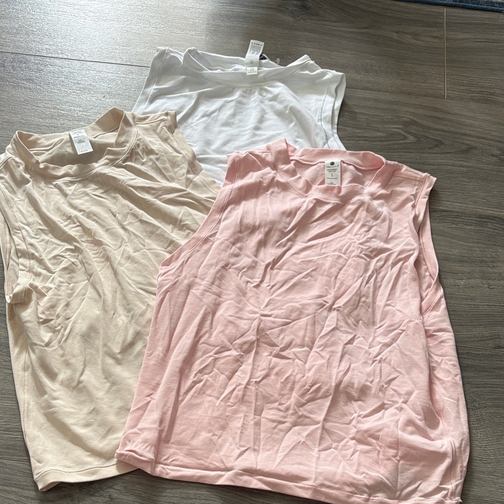 Yogalicious Muscle Tees - Pink, White, and Cream